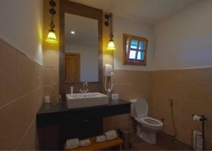 Bathroom of Lions Paw Camp, Ngorongoro crater rim, Tanzania